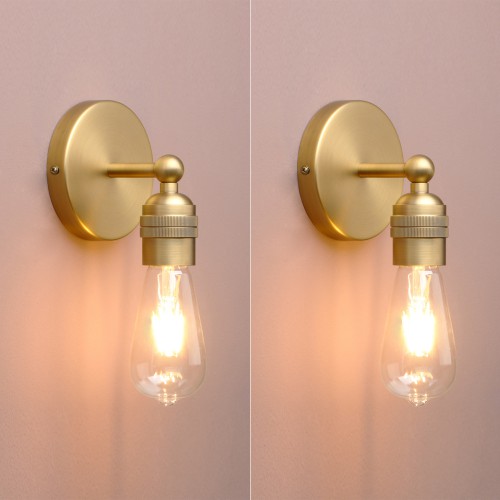 Pair Vintage Industrial Wall Sconce Lights Antique Bare Holder Fitting Wall Lamp